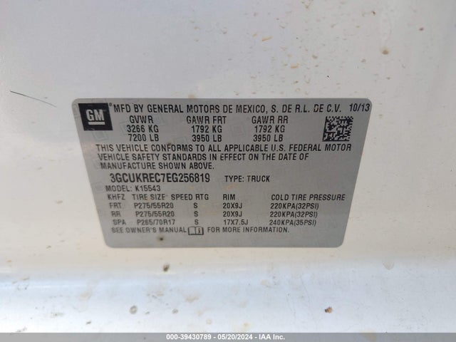 Chevrolet Silverado 1500 1lt 2014 3GCUKREC7EG256819 Image 9