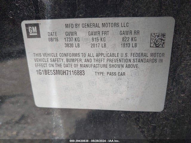 Chevrolet Cruze Lt Auto 2017 1G1BE5SM0H7116883 Image 9