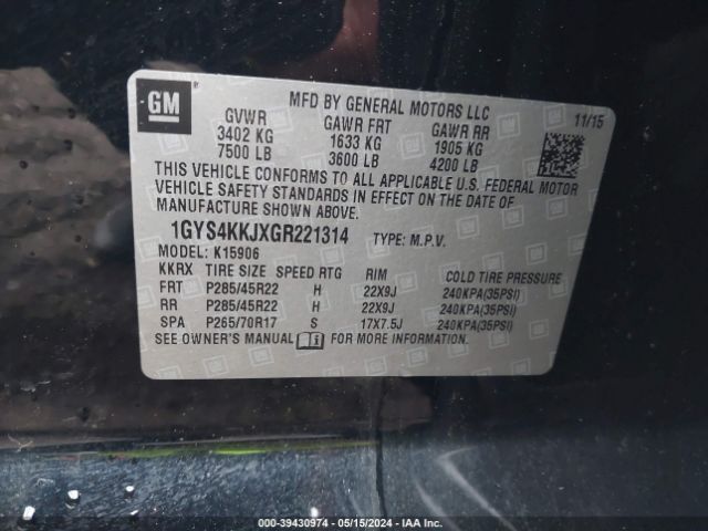 1GYS4KKJXGR221314 Cadillac Escalade Esv Platinum