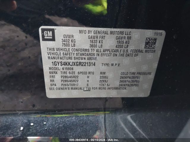 1GYS4KKJXGR221314 Cadillac Escalade Esv Platinum