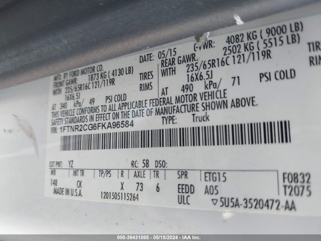 Ford Transit-250 2015 1FTNR2CG6FKA96584 Image 9