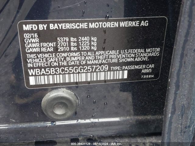WBA5B3C55GG257209 BMW 535i Xdrive