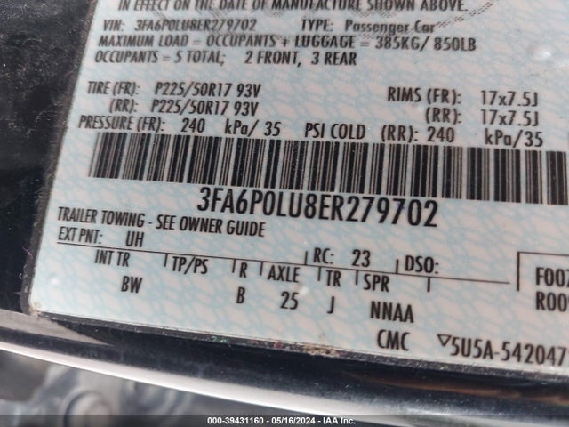 Ford Fusion Hybrid Se 2014 3FA6P0LU8ER279702 Image 9