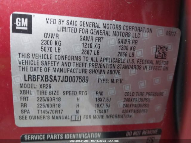 LRBFXBSA7JD007589 Buick Envision Preferred