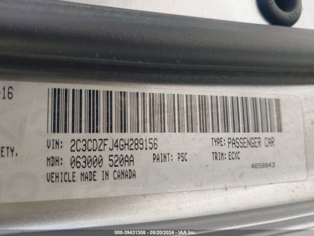 2C3CDZFJ4GH289156 Dodge Challenger R/t Scat Pack