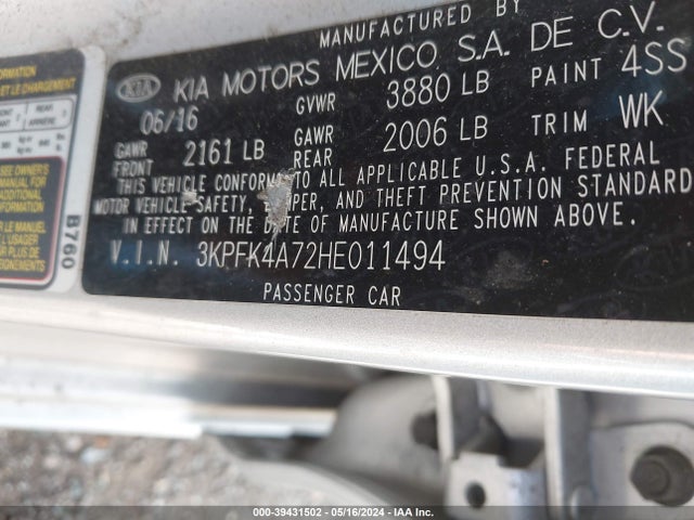 KIA FORTE LX 2017 3KPFK4A72HE011494 Image 9