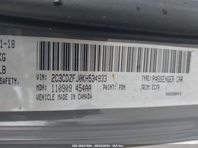 2019 DODGE CHALLENGER 2C3CDZFJ0KH534933 Photo 8