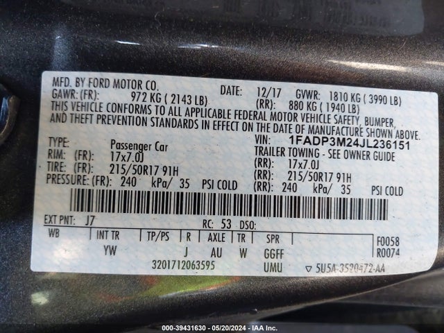 Ford FOCUS SEL 2018 1FADP3M24JL236151 Image 9