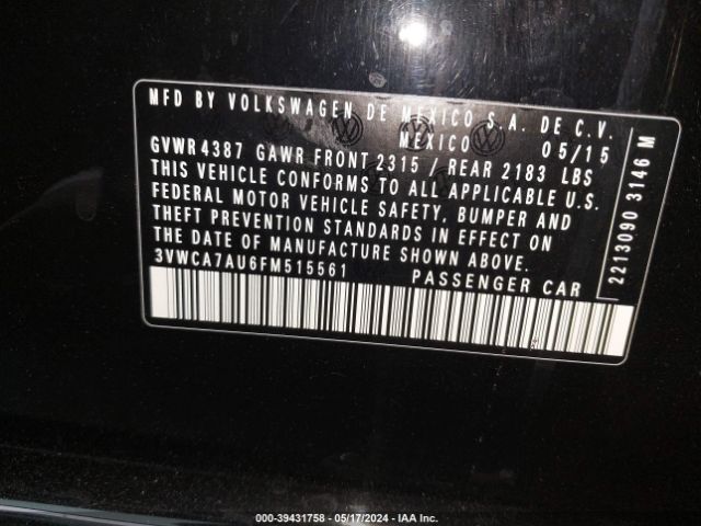 3VWCA7AU6FM515561 Volkswagen Golf Sportwagen Tdi S 4-door