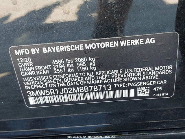 3MW5R1J02M8B78713 BMW 330I