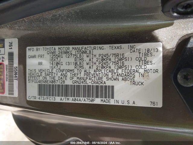Toyota Tacoma Base V6 2014 5TFUU4EN8EX087128 Image 9