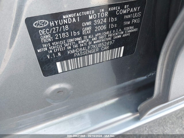 Hyundai Elantra Value Edition 2019 KMHD84LF7KU852497 Image 9