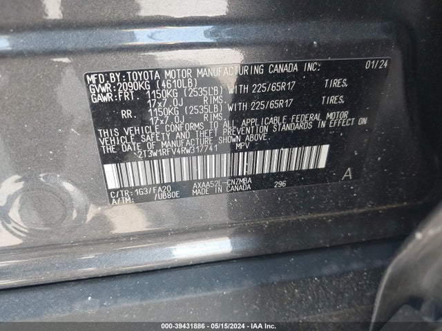 Toyota Rav4 Xle 2024 2T3W1RFV4RW317741 Image 9