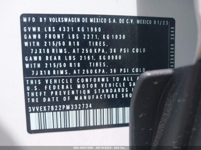 3VVEX7B22PM332734 Volkswagen Taos 1.5t Se