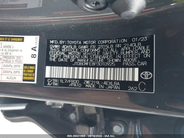 JTDBCMFE8P3010925 Toyota Corolla Hybrid Le