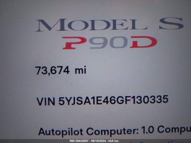 Tesla Model S 90d/p100d/p85d/p90d 2016 5YJSA1E46GF130335 Image 15