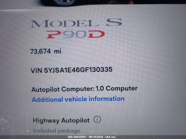 2016 TESLA MODEL S 5YJSA1E46GF130335 Photo 6
