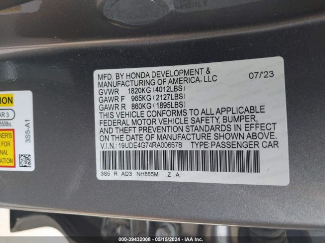 19UDE4G74RA006678 Acura Integra A-spec Technology Package