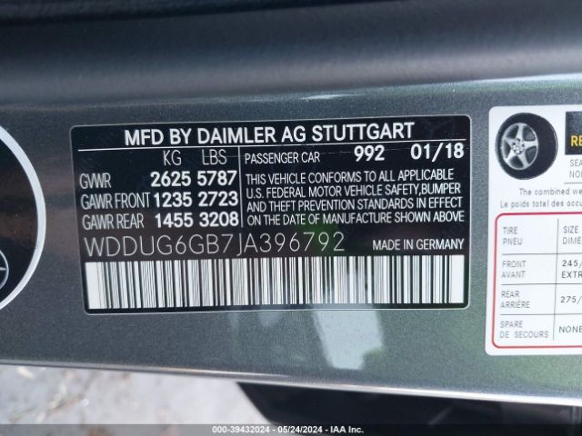 WDDUG6GB7JA396792 Mercedes-Benz S 450 4matic