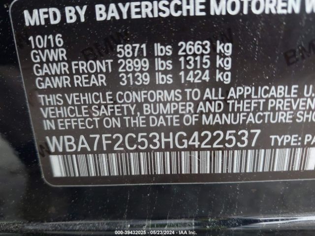 WBA7F2C53HG422537 BMW Alpina B7 Xdrive