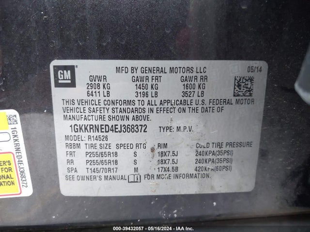 GMC Acadia Sle-1 2014 1GKKRNED4EJ368372 Image 9