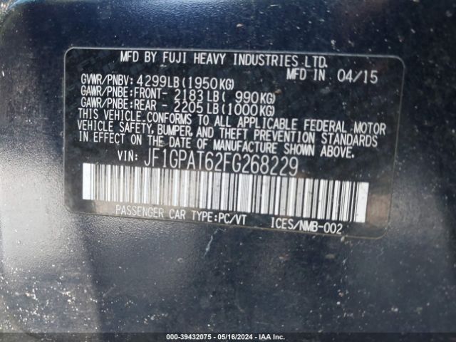 JF1GPAT62FG268229 Subaru Impreza 2.0i Sport Premium