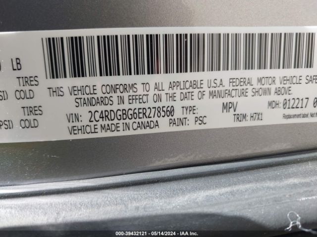 2C4RDGBG6ER278560 Dodge Grand Caravan Avp/se