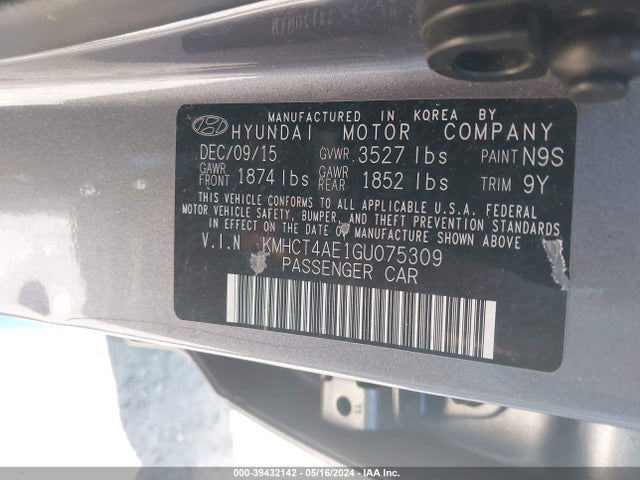 Hyundai ACCENT SE 2016 KMHCT4AE1GU075309 Image 9