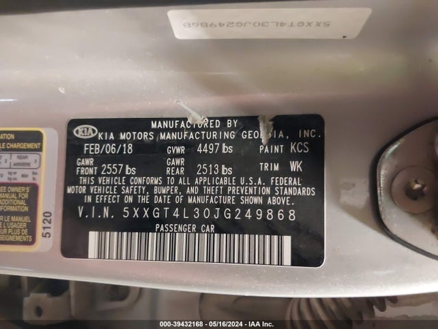 KIA Optima Lx 2018 5XXGT4L30JG249868 Image 9