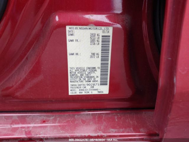 1N4AL3AP7EC902875 Nissan Altima 2.5 Sv