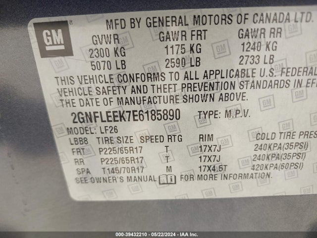 Chevrolet EQUINOX LS 2014 2GNFLEEK7E6185890 Image 9