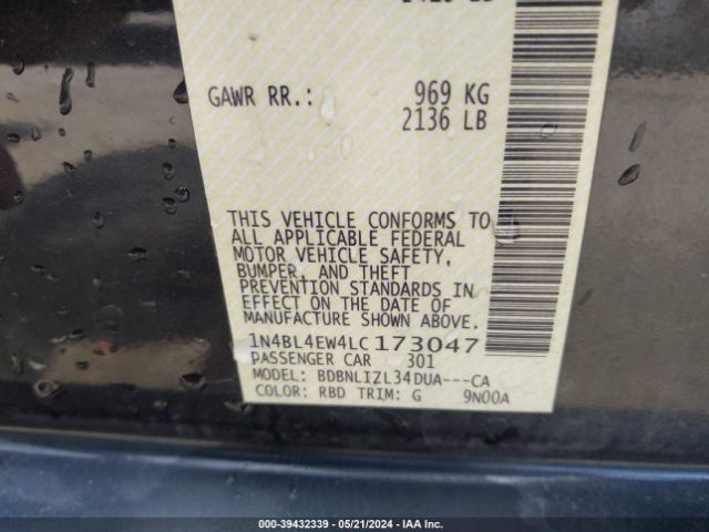 1N4BL4EW4LC173047 Nissan Altima Sl Intelligent Awd