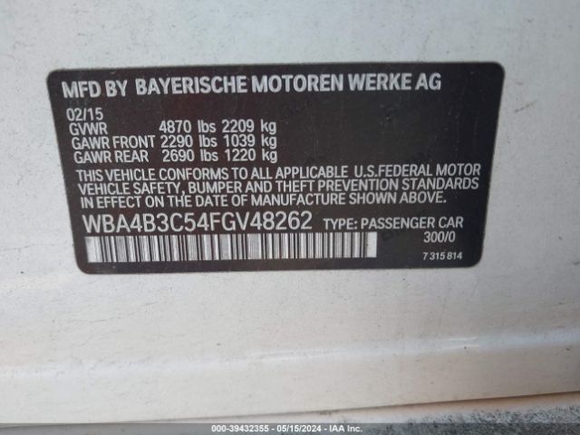 WBA4B3C54FGV48262 BMW 435i Gran Coupe Xdrive