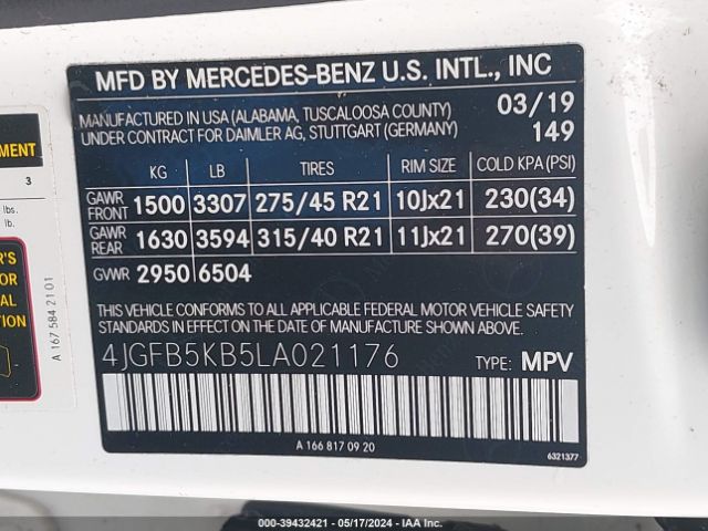 4JGFB5KB5LA021176 Mercedes-Benz Gle 450 4matic