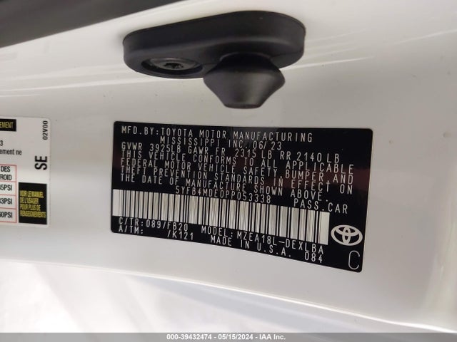 Toyota COROLLA LE 2023 5YFB4MDE0PP053338 Image 9