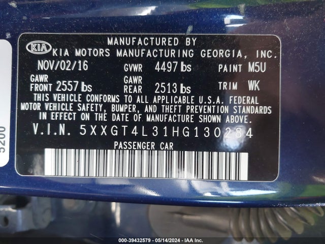 KIA Optima Lx 2017 5XXGT4L31HG130284 Image 9