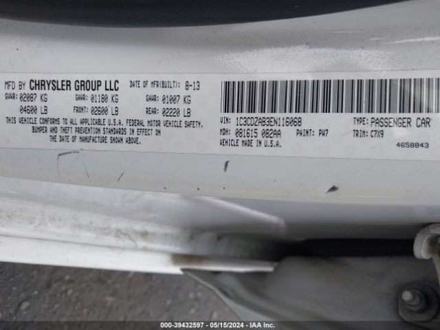 1C3CDZAB3EN116068 Dodge AVENGER SE
