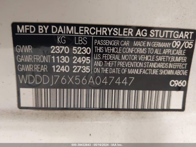 2006 MERCEDES-BENZ CLS 55 AMG WDDDJ76X56A047447 Photo 8