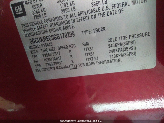 Chevrolet Silverado 1500 1lt 2016 3GCUKREC0GG170299 Image 9