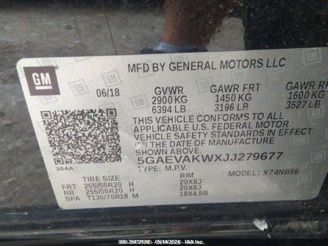 5GAEVAKWXJJ279677 Buick Enclave Essence