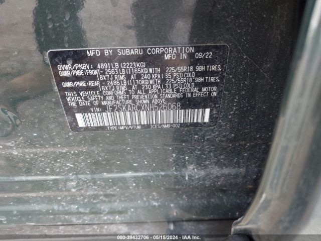 JF2SKARCXNH526068 Subaru Forester Touring