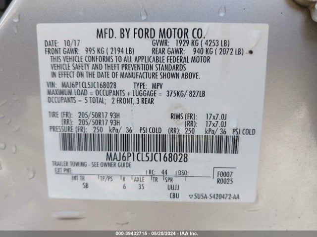 Ford Ecosport Ses 2018 MAJ6P1CL5JC168028 Image 9