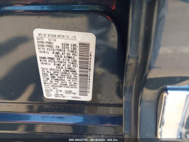 JN8AS5MT7EW624676 Nissan Rogue Select S