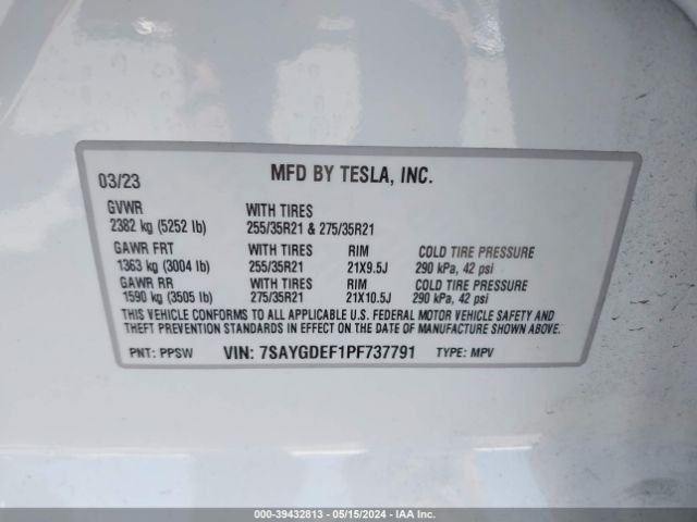 2023 TESLA MODEL Y 7SAYGDEF1PF737791 Photo 8