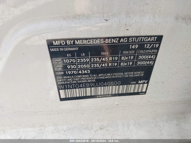 Mercedes-Benz GLA 250 2020 W1NTG4EB9LU040500 Image 9