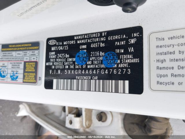 5XXGR4A64FG476273 KIA Optima Sxl Turbo