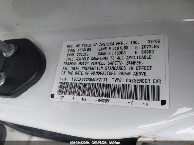 2006 ACURA TL 19UUA662X6A067171 Photo 8