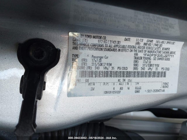 Ford FOCUS SE 2014 1FADP3F20EL227711 Image 9