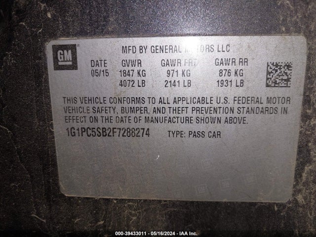 Chevrolet Cruze 1lt Auto 2015 1G1PC5SB2F7288274 Image 9