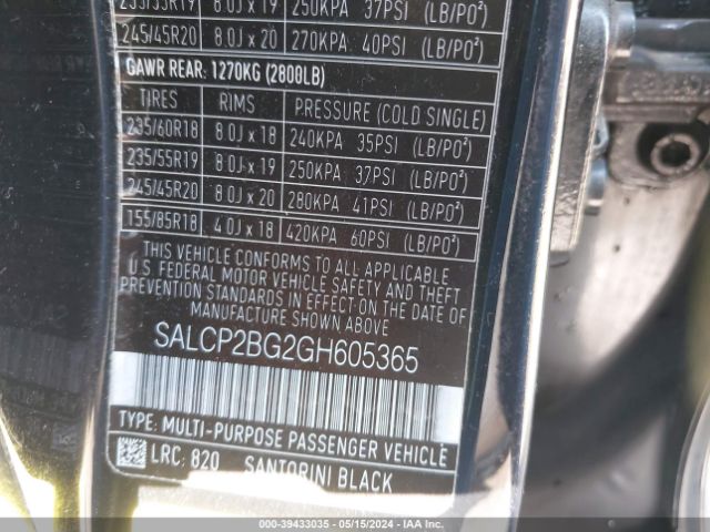 SALCP2BG2GH605365 Land Rover Discovery Sport Se